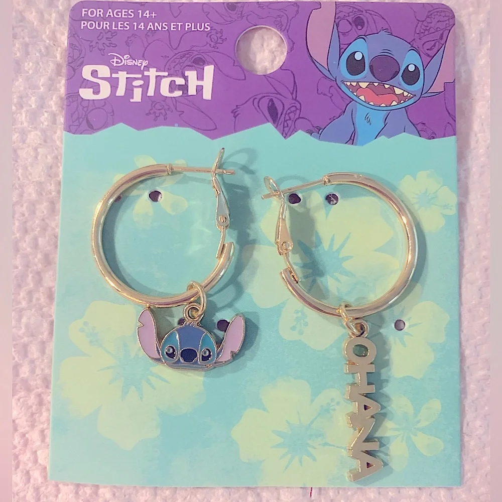 NEW DISNEY Stitch Gold Hoop Earrings medium Trending limited edition kids NWT